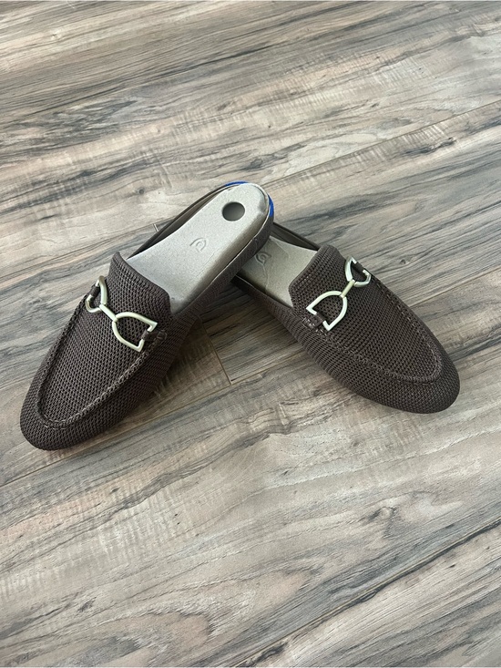 Rothy's Shoes - Rothy's Brown Knit Slip-On Mules with Silver Bit